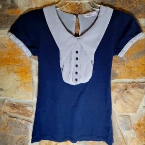 Mali Gray and navy blue school girl top